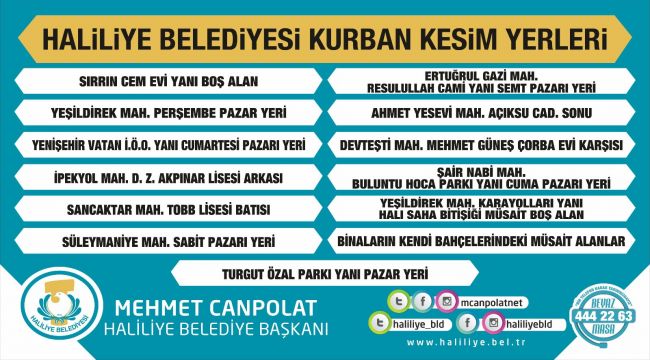 Haliliye'de Kurban Kesim Ve Satış Yerleri Belirlendi