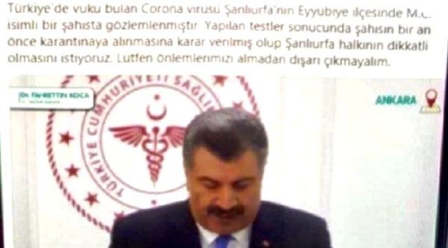 Şanlıurfa'da fotomontajlı 'koronavirüs' paylaşımına valilikten açıklama