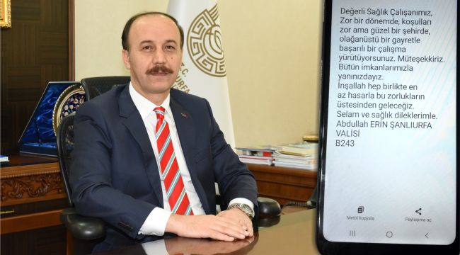 Vali Erin’in Teşekkür Mesajı, Sağlık Çalışanlarına Moral Oldu