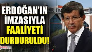 Davutoğlu'nun Şehir Üniversitesinin Faaliyetleri Tamamen Durduruldu
