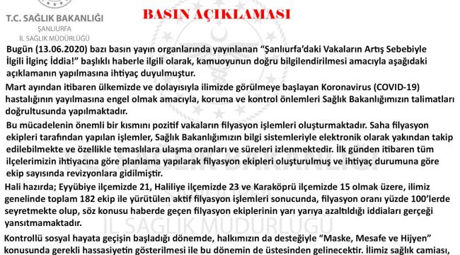 Sağlık il müdürlüğünden basın açıklaması