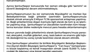 Büyükşehir Belediyesi Şanlıurfaspor İle İlgili Basın Açıklaması