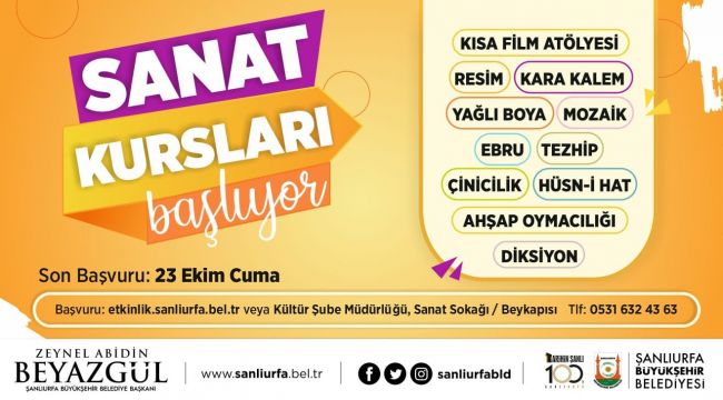 Büyükşehir'in Sanat Kursları Başlıyor