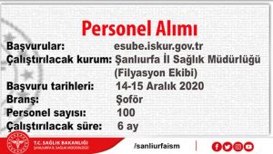 Şanlıurfa İl Sağlık Müdürlüğüne İŞKUR üzerinden Personel Alımı