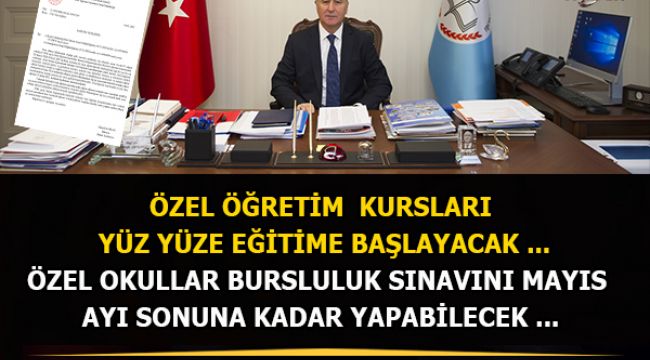 Özel Öğretim Kursları Yüz Yüze Eğitime Başlayacak