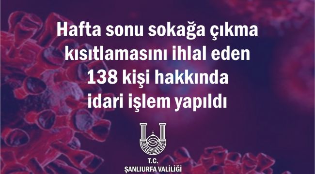 Hafta Sonu Kısıtlamalarında 138 Kişiye İdari İşlem Yapıldı