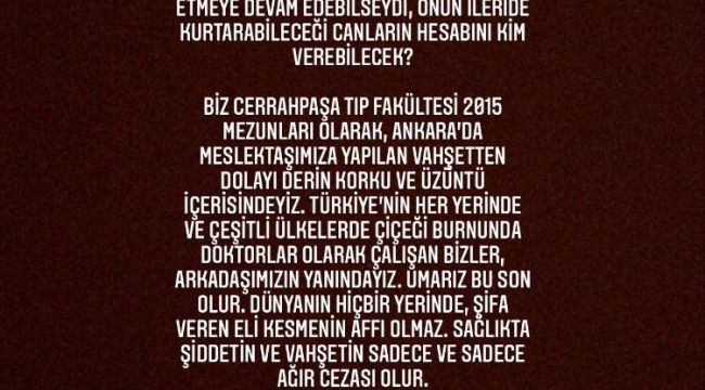 Doktorlardan Meslektaşlarına Saldırıya Ortak Tepki