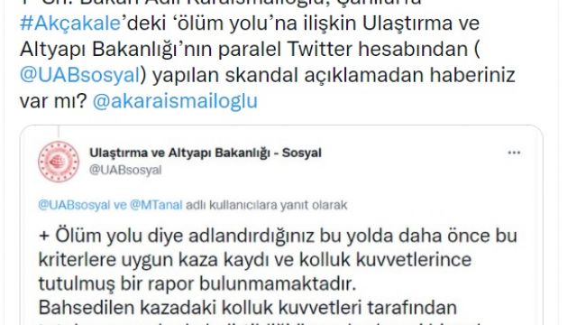 CHP’Lİ Tanal Ulaştırma Bakanlığı Arasında ‘Ölüm Yolu’ Tartışması 