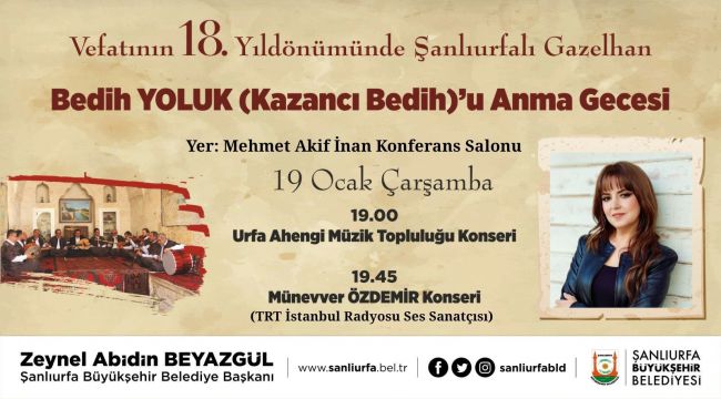 Dişi Kazancı Bedih Münevver Özdemir, Ustayı anma gecesinde konser verecek