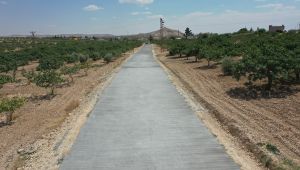 Şanlıurfa Büyükşehir Belediyesinden Birecik İlçesinde Çelik Hasırlı Beton Yol Uygulaması