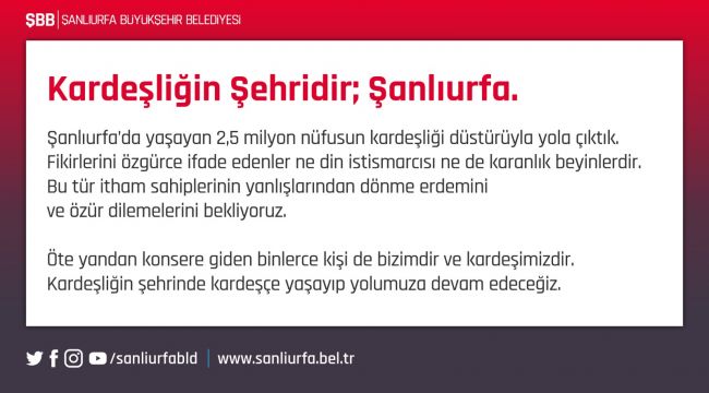 Şanlıurfa Büyükşehir Belediyesinden ZAKKUM açıklaması