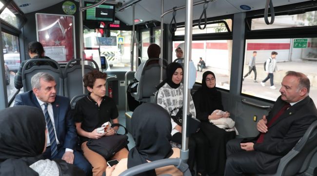 Başkan Beyazgül ve Rektör Güllüoğlu’ndan Otobüsle Kampüse Yolculuk