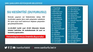 Şanlıurfa Büyükşehir Belediyesi'nden Önemli Duyuru, Su Kesintisi Yapılacak