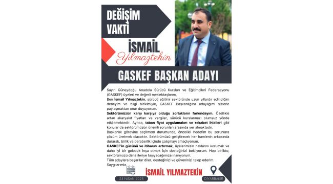 GASKEF Başkan Adayı İsmail Yılmaztekin: 