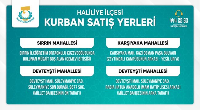 Haliliye’de Kurban Satış Ve Kesim Yerleri Belirlendi