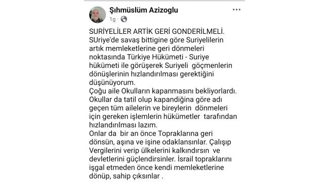 Diyanet-Sen kurucusu Şıh Müslüm Azizoğlu: “Suriyeliler Artık Ülkelerine Dönmeli”