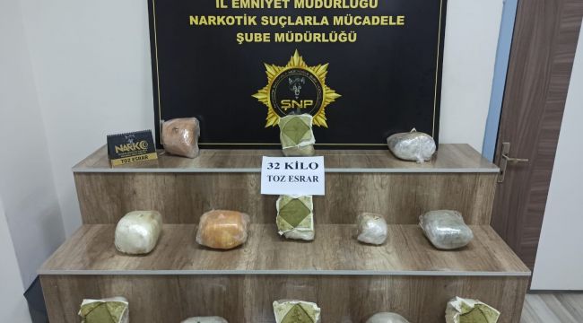 Şanlıurfa Emniyetinden Uyuşturucuya Geçit Yok: 32 Kilo Toz Esrar Ele Geçirildi