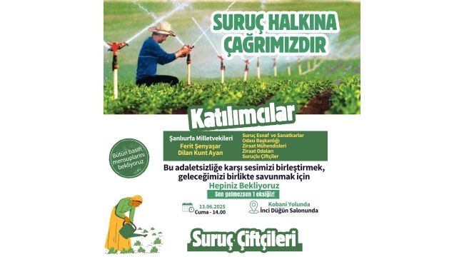 Suruç Çiftçilerinden Adalet Çağrısı: 13 Haziran’da Hepimiz Oradayız!