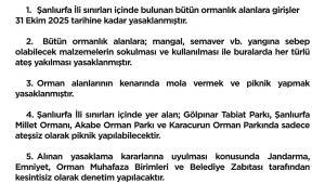 Şanlıurfa’da Ormanlık Alanlara Girişler Yasaklandı