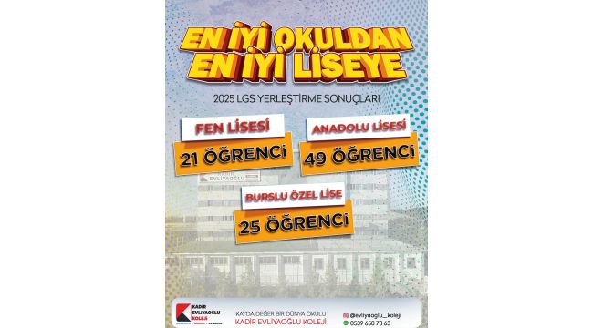 LGS'de Rekor Yine Kadir Evliyaoğlu Kolejinden