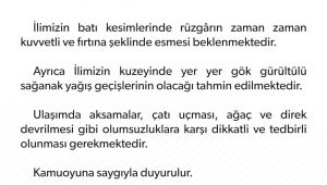 Şanlıurfa'da Fırtına ve Sağanak Yağış Uyarısı