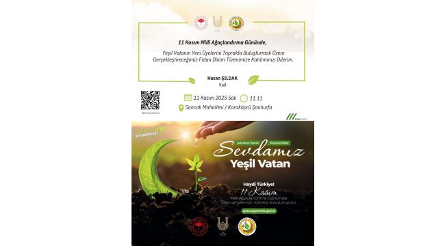 11 Kasım Milli Ağaçlandırma Günü Etkinliğine Davet