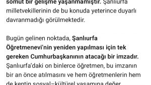 Uzundağ: “Şanlıurfa Öğretmenevi’nin Yeniden Yapılması İçin Artık Sadece Bir İmza Bekleniyor”
