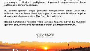 Vali Şıldak'ın Regaip Kandili Mesajı