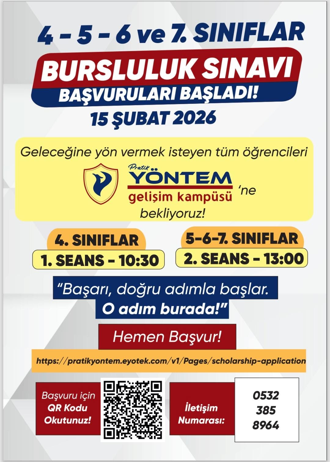 Şanlıurfa Pratik Yöntem Gelişim Kampüsü’nde Bursluluk Sınavı Başvuruları Sürüyor