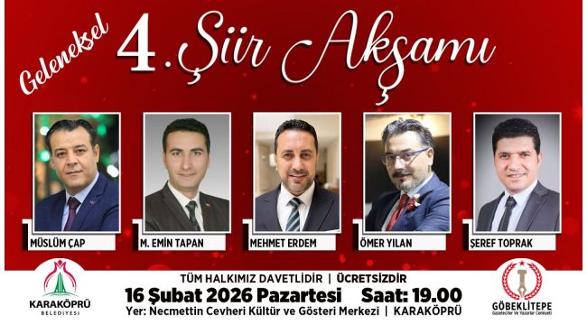 Duygular Mısralarla Buluşacak: Şiir Akşamı 16 Şubat’ta