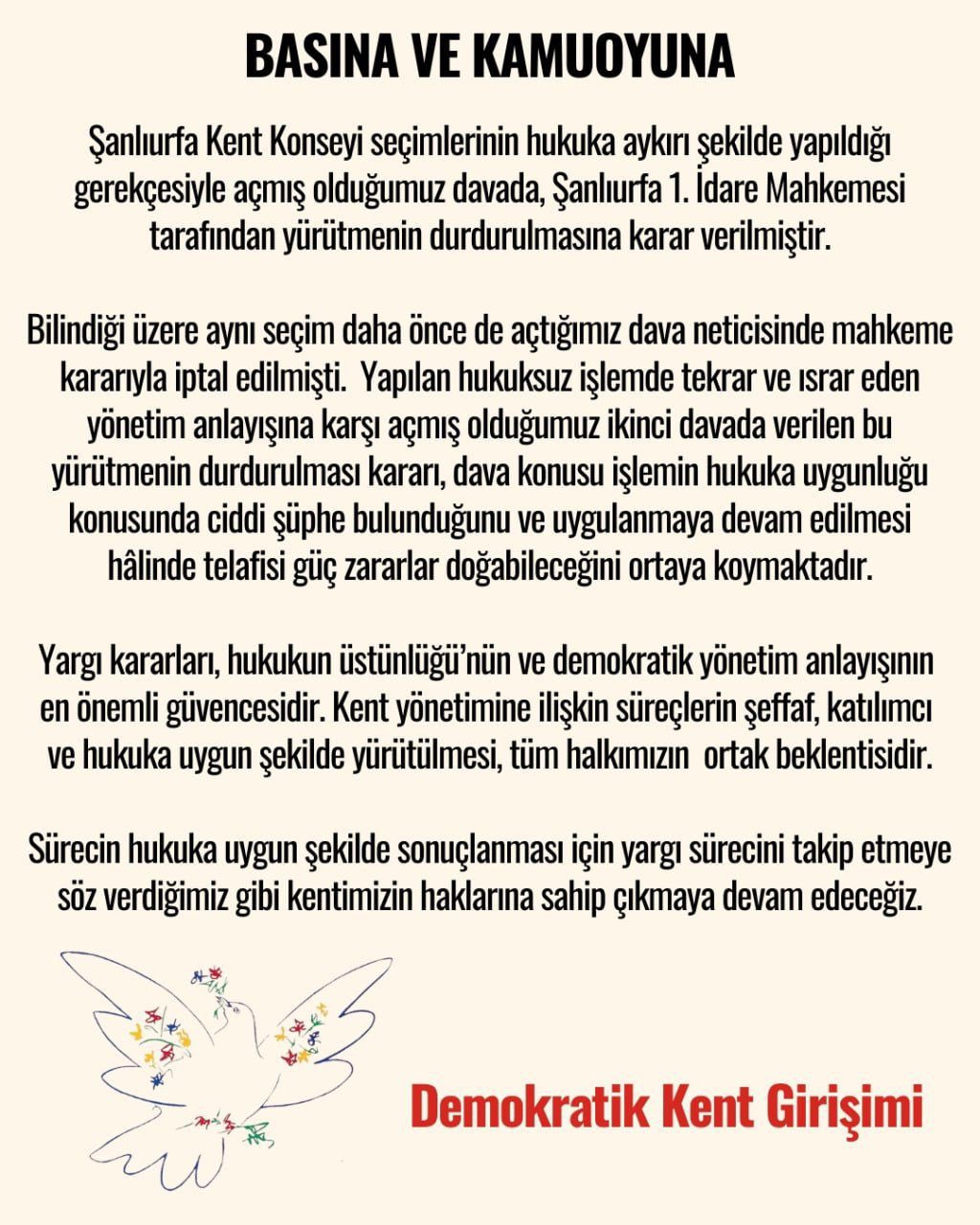 Şanlıurfa Kent Konseyi seçimleri için yürütmeyi durdurma kararı