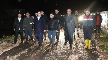 Başkan Canpolat ve Kaymakam Şahin’den Gece Sağanak Mesaisi
