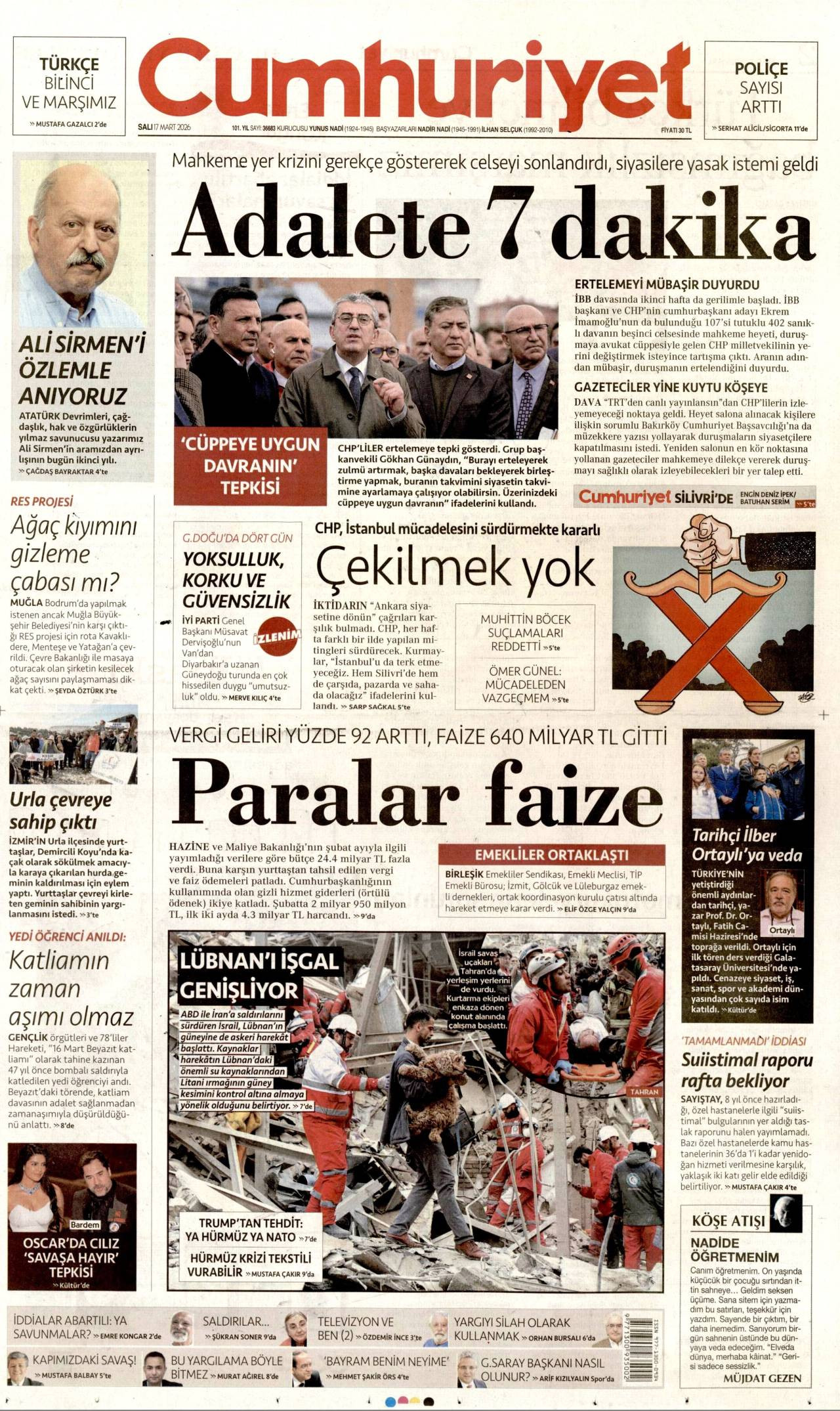 Cumhuriyet Gazete Manşeti