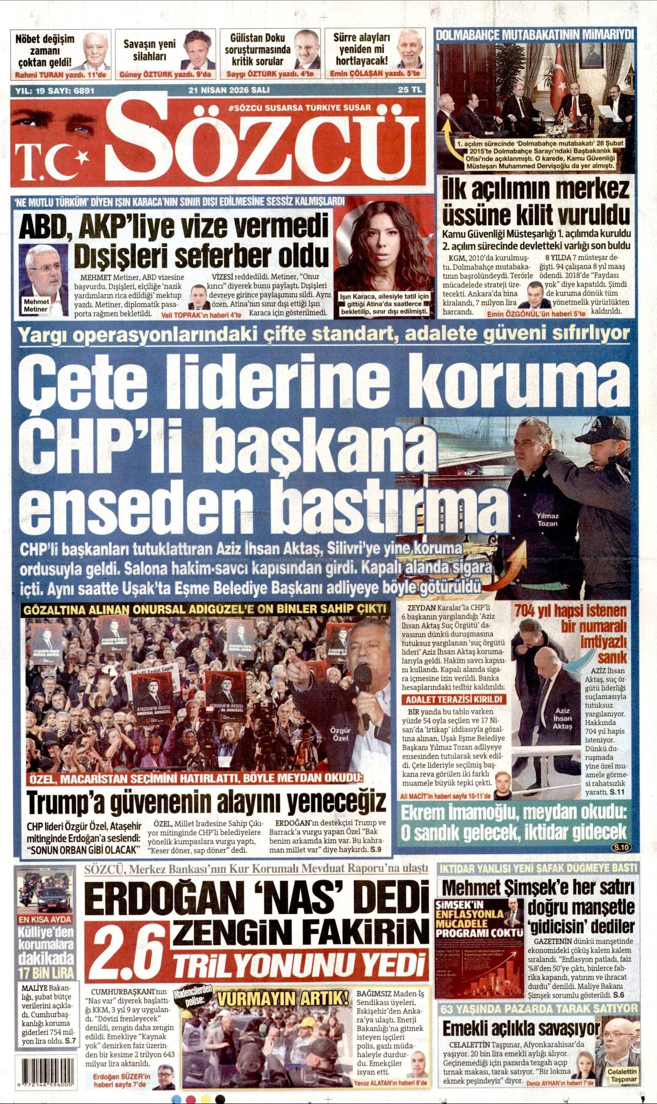 Sözcü Gazetesi Gazete Manşeti